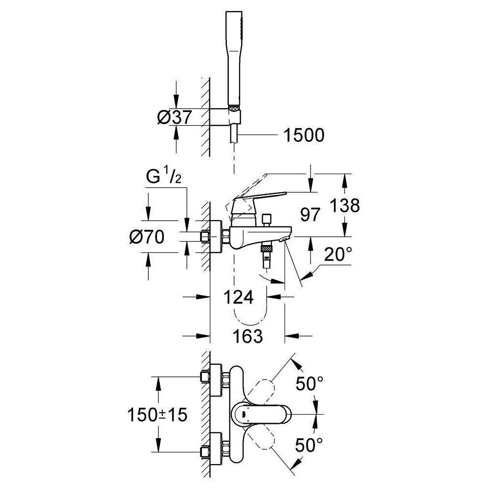 Фото 2 Смеситель для ванны 32832000 GROHE Eurosmart Cosmopolitan 15344 Фото 2 Смеситель для ванны 32832000 GROHE Eurosmart Cosmopolitan 15344